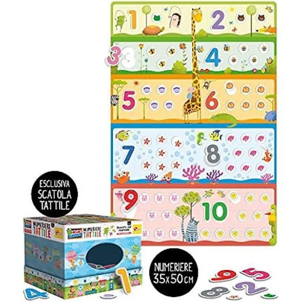 Montessori utbildningsspel Taktila siffror - Liscianigiochi - 72453 - Utvecklar taktilt minne och logik Flerfärgad