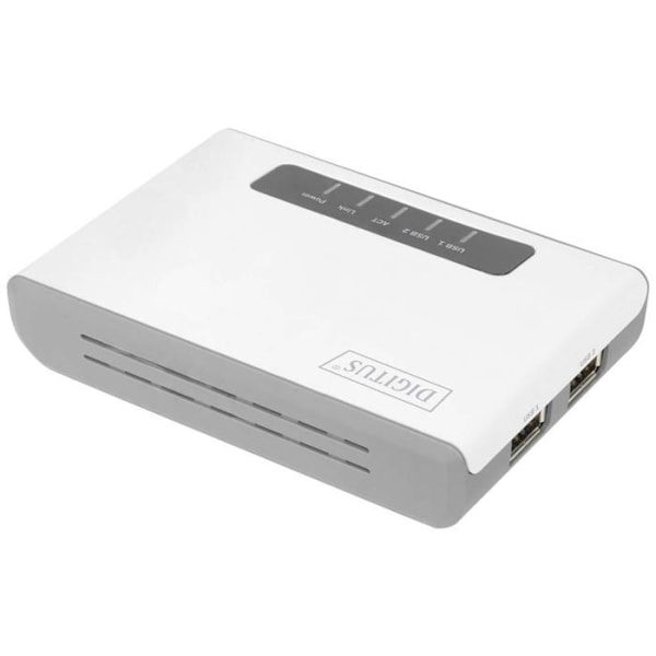 Assmann Multifunction Wireless 300N 2-ports nätverksserver, USB2.0, nätverks-USB-hubb, skrivarserver - DN-13024