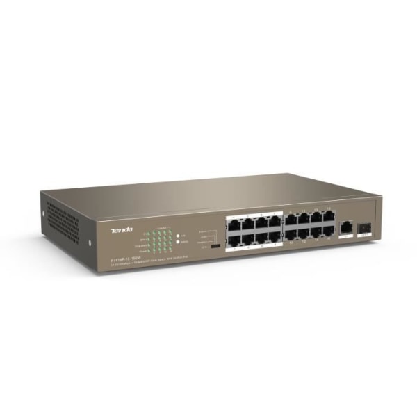Tenda TEF1118P-16-150W, Fast Ethernet (10-100), Ethernet-anslutning, stöder strömförsörjning via denna port (PoE), Monteringsnät