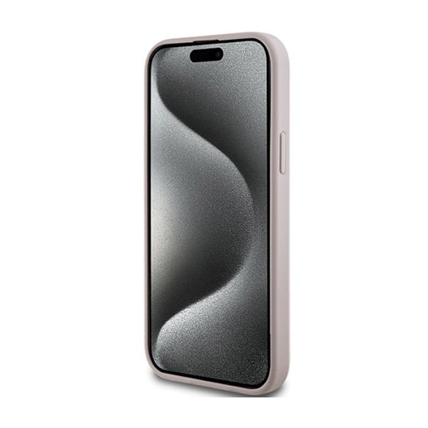 Fodral för iPhone 15 Plus / 14 Plus - Guess - 4G-kollektionen - Läder och metall - Rosa - MagSafe Rosa