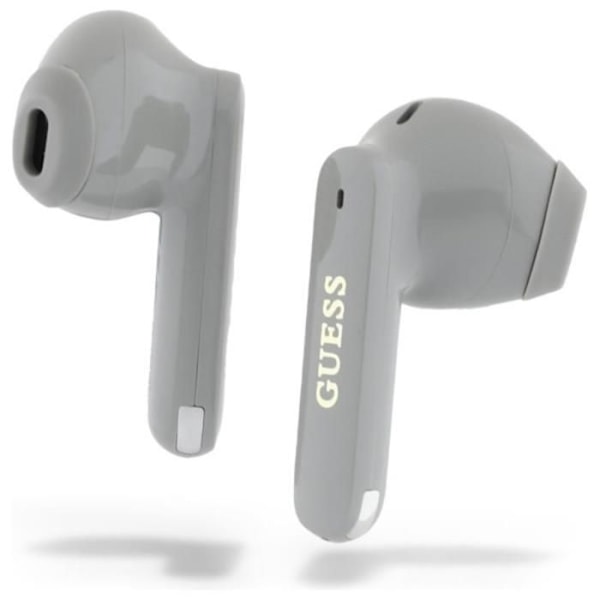 Bluetooth TWS hörlurar Guess med förlängt metallogotyp och laddetui (grå)