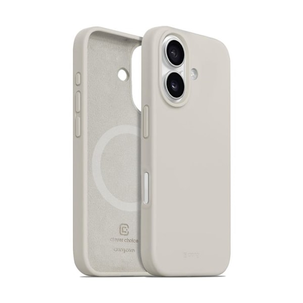 Skyddsskal - Crong - iPhone 16 - Beige sten - Semi-rigid - MagSafe stenbeige