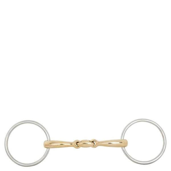 Dubbelledat hästbett BR Equitation Soft Contact - silver/grå - 10,5 cm