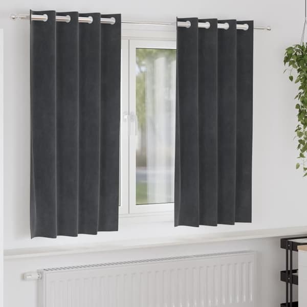 Ljusgrå gardin med öljett 140 x 175 cm polyester - 1 panel Ljusgrå