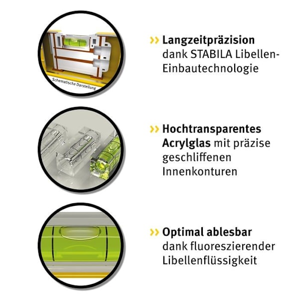 Vattenpass - Stabila - 2283 - 70 cm - 2 bubblor - Aluminium