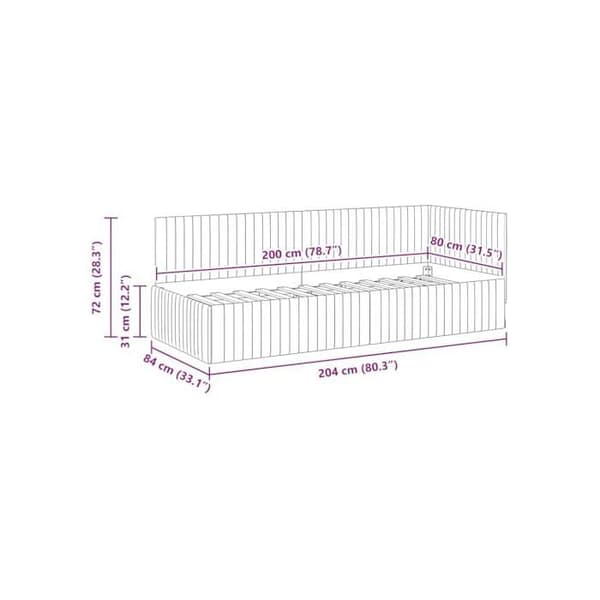 Vinkelbäddram i sammet - vidaXL - 80x200 cm - Mörkgrå - L-format design - Mångsidig soffbed Mörkgrå