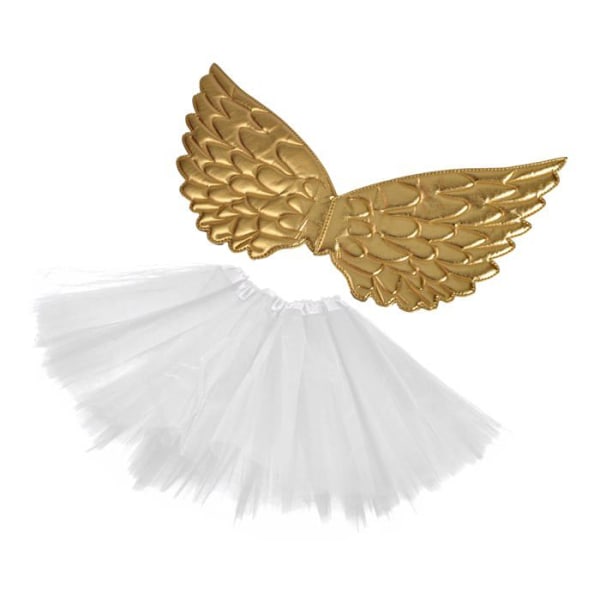 Dekoration för fest - festlanterna Ciao - 31585 - Liten Ängel utklädnadskit (vingar, tylkjol), Vit, Guld