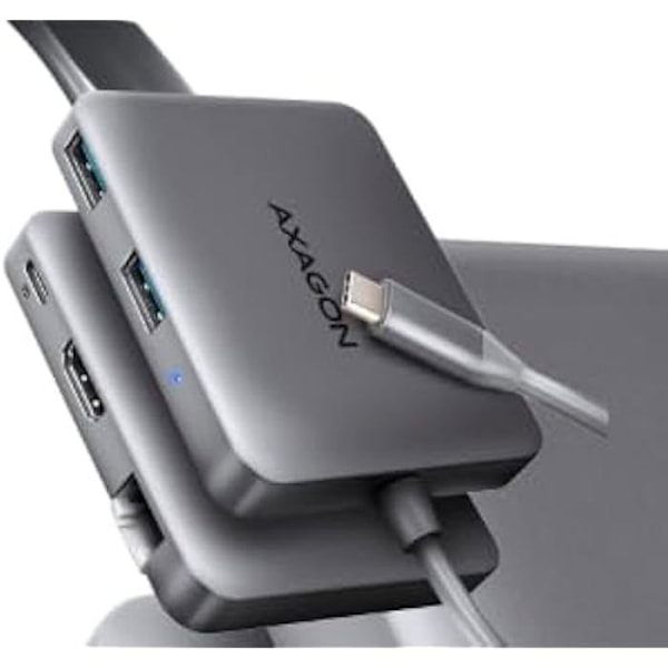 Hub USB - AXAGON - HMC-5HL - 2x USB-A, HDMI, LAN - USB 3.2 Gen 1 - PD 100W - Grå