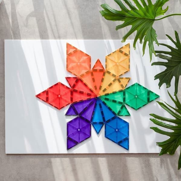 CONNETIX Byggplattor Magnetiska Regnbåge Geometripaket, 30 Bitar Regnbåge