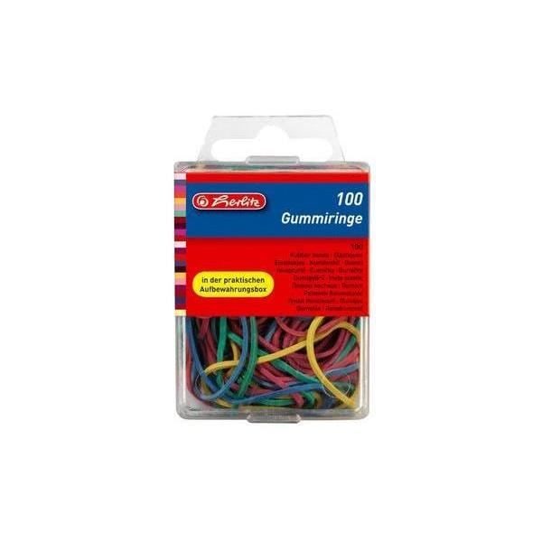 Elastiska armband - HERLITZ - Assorterade - 100 stycken - Storlekar från 20 till 70 mm