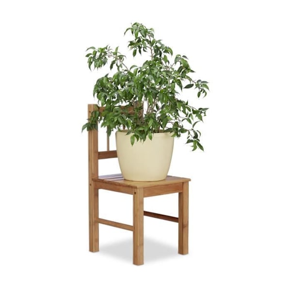 Relaxdays Small Bamboo Barnstol Dekorativ stol för växter eller blommor, HxBxD: 57 x 27 x 29 cm, Nature