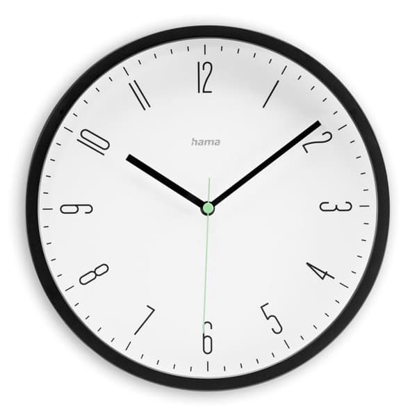 Väggklocka "Capri", quartz, analog, modern, Ø 25 cm, svart Vit