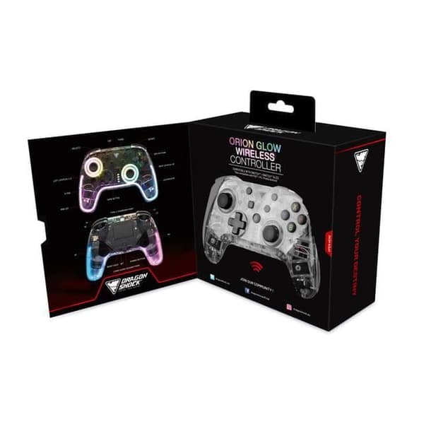 Spelkontroll - DRAGONSHOCK - ORION GLOW - Transparent - Bluetooth - Vibration Transparent
