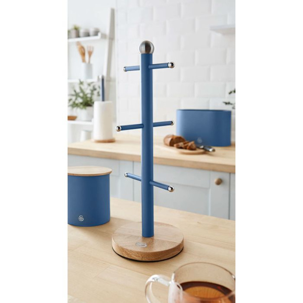 Nordic Tree kaffekoppshållare för 6 koppar kolstål och bambubas SWAN Nordic Blue 44003 Vit, grå, grön, blå
