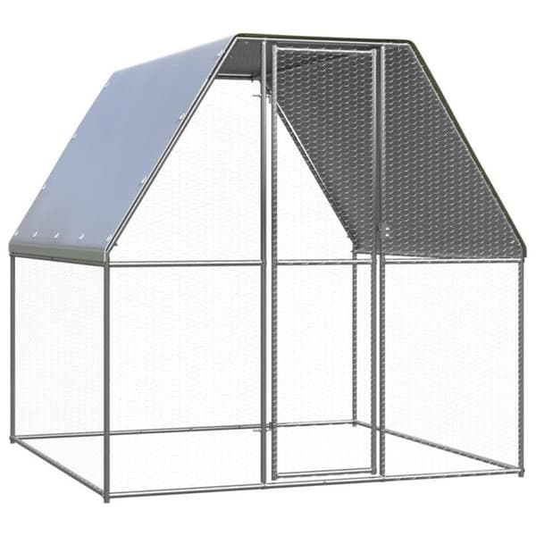 Hönsgård - VIDAXL - 2x2x2 m - Galvaniserat stål - Tak i polyeten - Utomhus Silver och grått