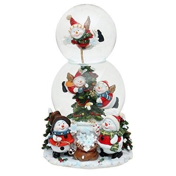 Snow globe XXL - DEKOHELDEN24 - Dubbel snögubbe - Spelverk - Jul - 10 cm