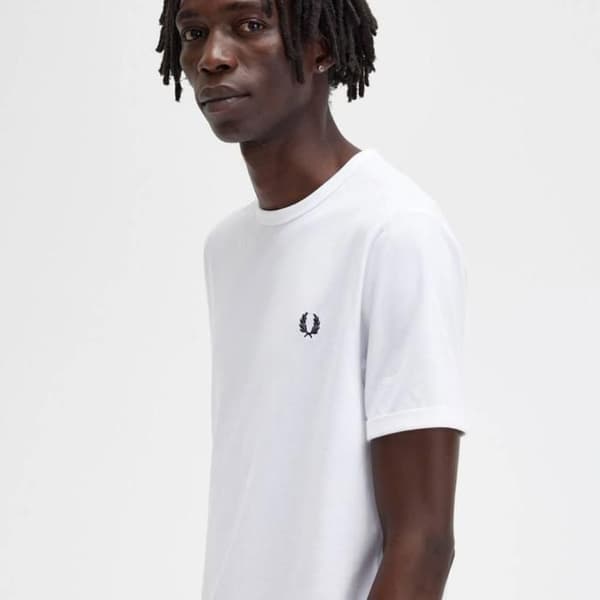 Fred Perry Ringer T-shirt "Vit" Vit S