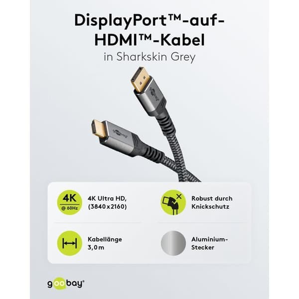 DisplayPort 1.2 till HDMI 2.0-kabel - 3 m