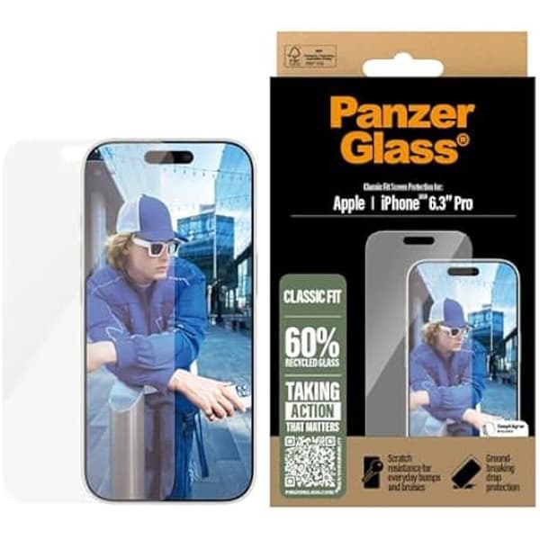 Skärmskydd - PANZERGLASS - iPhone 16 Pro - Härdat glas - Stöttålig