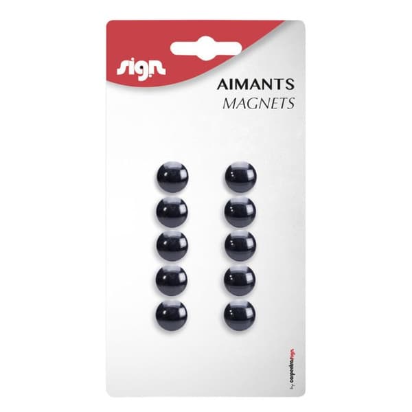 10-pack Runda Magneter Diameter 12 Mm - Svart - Skylt