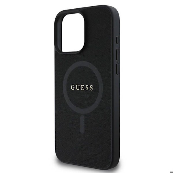 Coque för iPhone 16 Pro Max - Guess Saffiano Classic Logo MagSafe (GUHMP16XPSAHMCK) - Svart