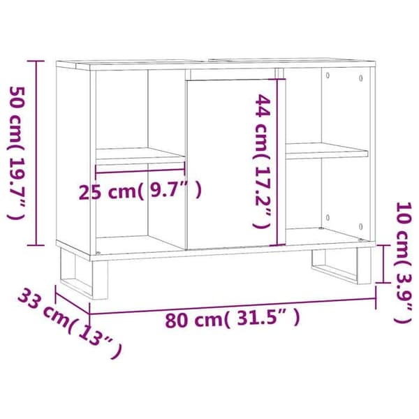 vidaXL Badrumsskåp Blank Vit 80x33x60 cm 831638