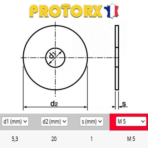 Rondell Platt M5 - PROTORX - Extra Stor - Rostfritt Stål A2 - Paket med 50st - Typ LL