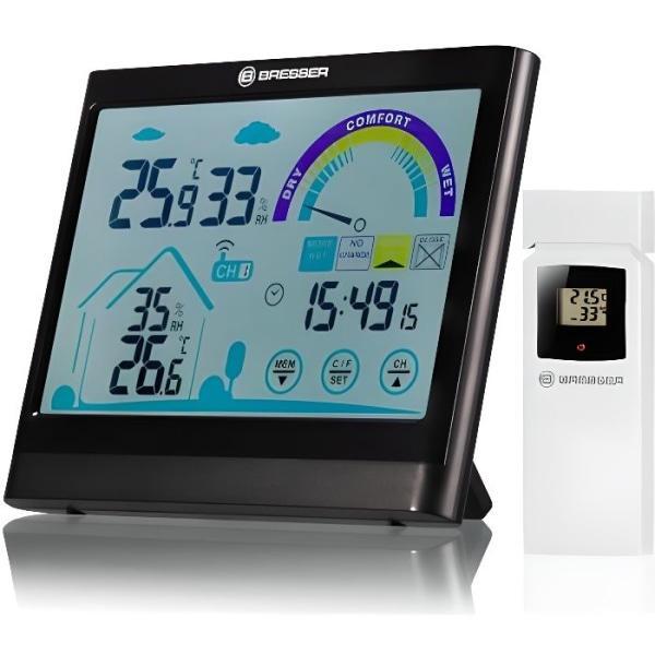 Bresser termohygrometer VentAir väderstation med pekskärm och ventilationsrekommendation