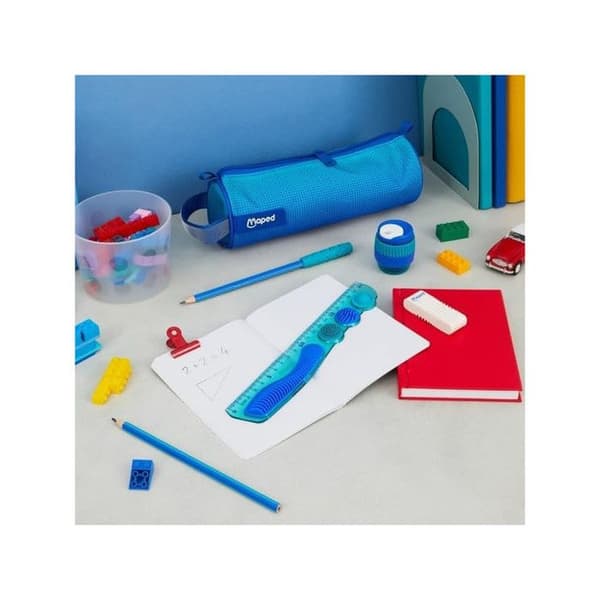 Set skolaccessoarer - MAPED - Kidy Learn Concentration - Linjal 20 cm PET okrossbar - Sensoriska zoner - 4 delar Blå