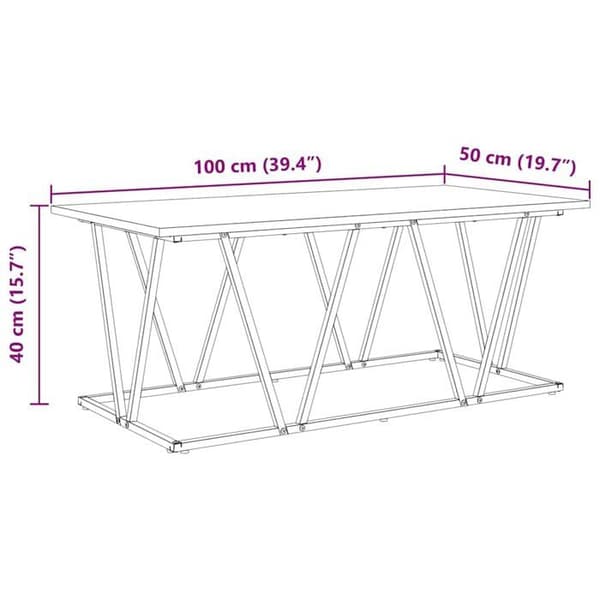 Modern soffbord - vidaXL - Grå - Ingenjörsträ och metall - 100x50x40 cm - Rektangulär - Maximal vikt 75 kg Grå