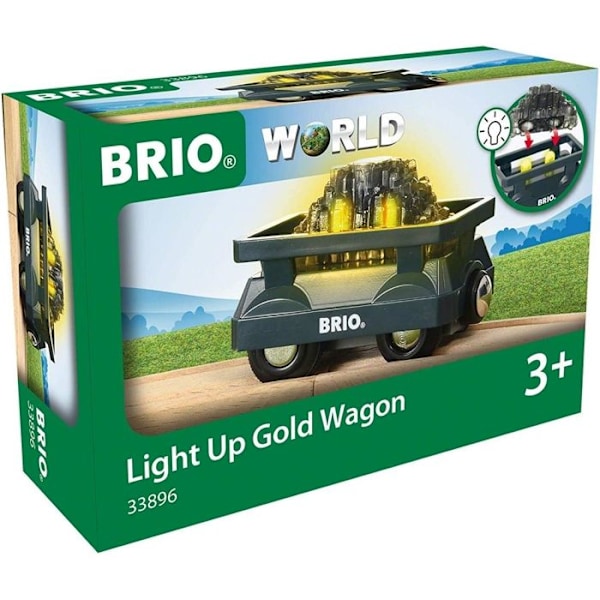 BRIO - 33896 - LIGHT-UP WAGON LASTAD MED GULD - Leksakståg för barn Svart