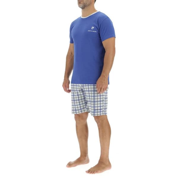 Pierrecardin Kort pyjamas set i bomull för män Blå jag