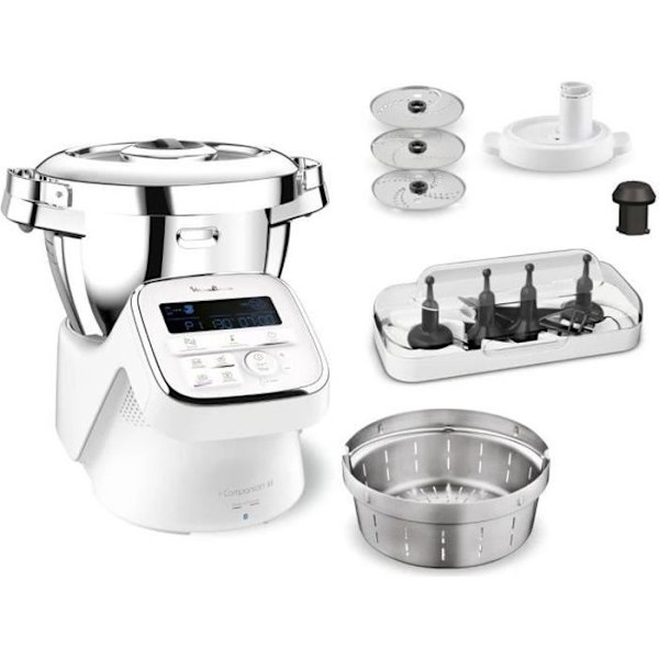 MOULINEX i-Companion XL matberedare - 3,5 L stålskål - 12 program - 6 tillbehör - Grönsaksskärning Vit