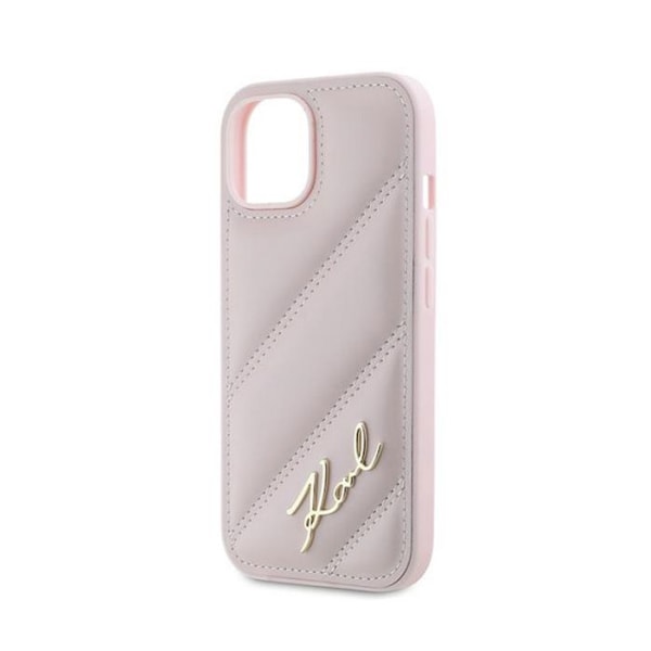 Karl Lagerfeld Diagonal Quilted Script - Fodral för iPhone 14/15/13 (Rosa) Rosa