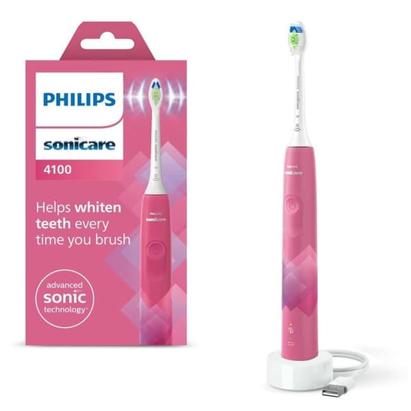 Elektrisk tandborste - Philips - Sonicare 4100 - Rosa - 2 lägen - Trycksensor Ros