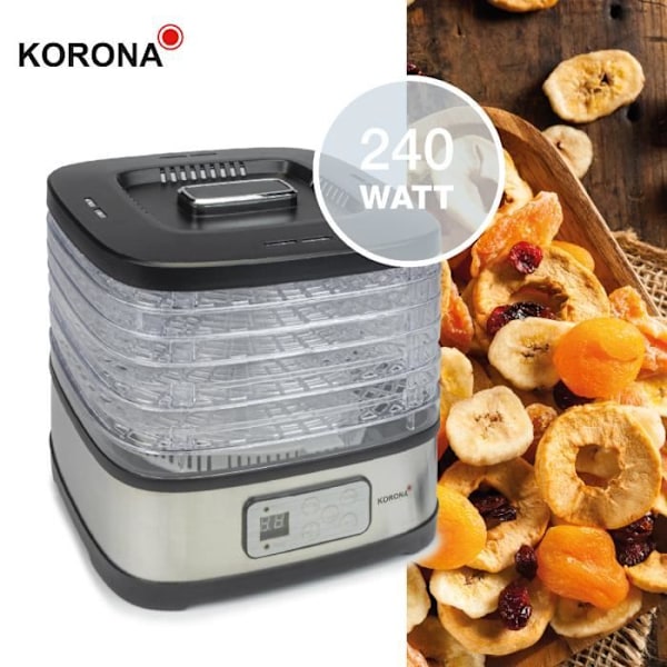 Korona 57011 Dehydrator med Cereal Bar Mould | 8-72 timmars timer | BPA-fri | LED-display, rostfritt stål rostfritt stål