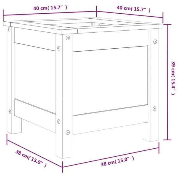 vidaXL Planteringskärl 40x40x39 cm Douglas massivt trä 825252