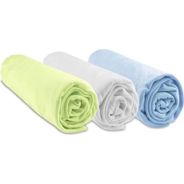 Set med 3 st bambupassade lakan 40x80 / 90 himmelsvit anis Vit, himmel, limegrön
