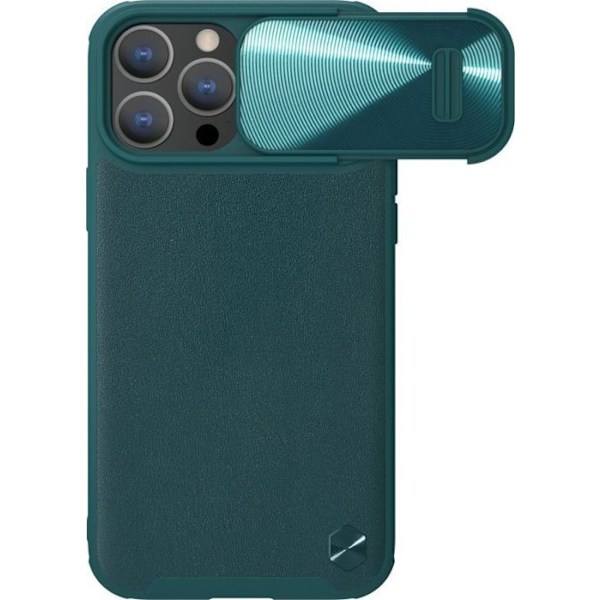Nillkin - NLK909 - CamShield Läder S-fodral för iPhone 14 Pro Max med skydd för kamera i grön färg