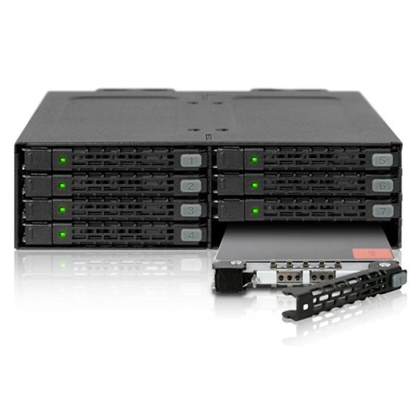 RAID-rack för 8 2,5" SATA-hårddiskar - ICY DOCK MB998SP-B - Svart - Antivibration