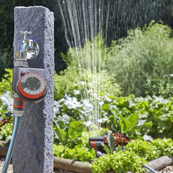 GARDENA Easy vattningstimer – Vridknapp – 9V batteri ingår ej – Max tryck 12 bar – Vattentålig – (1887-20) Grå