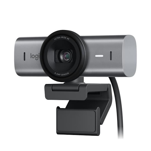 Logitech MX Brio Webcam-samarbete och strömmande webbkamera 4K Ultra HD, 1080p vid 60 IPS, 2 mikrofoner med brusreducering, USB-C, c