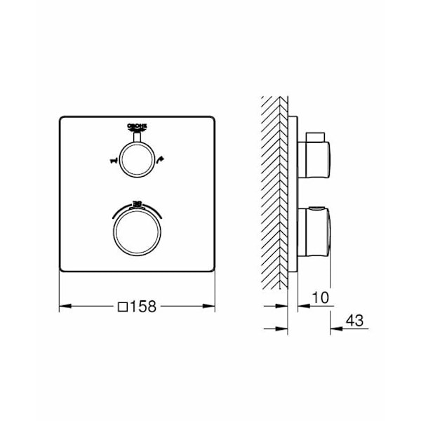 Inbyggd bad-duschblandare - GROHE - 24080000 - Krom - Metall - Väggmonterad Krom