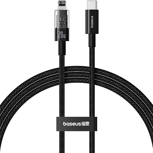 USB-C till Lightning-kabel, Snabb laddning 20W, 2m - Baseus Gem (P1037300111111-01) - Cluster Svart