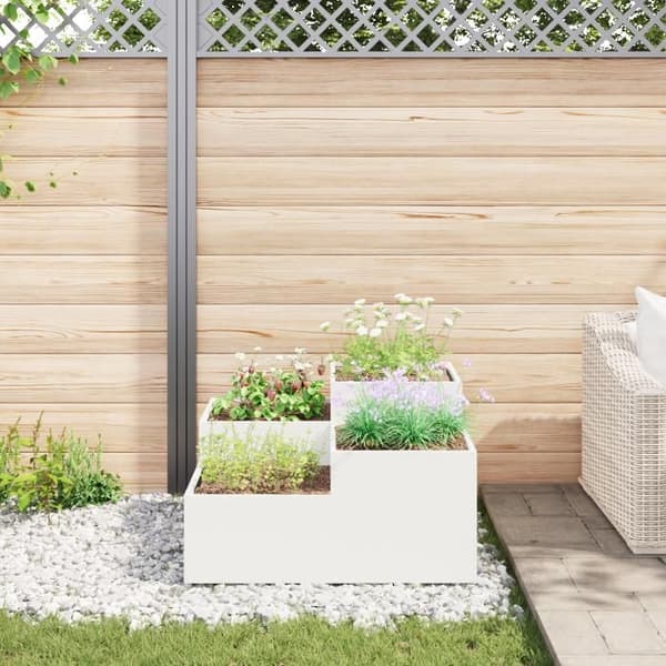 Jardiniär 100x100x48 cm Vit Stål
