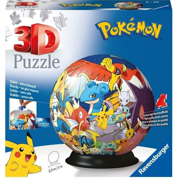Pokémon Ball 3D-pussel 72 bitar - Ravensburger - 3D-barnpussel utan lim - Från 6 år Flerfärgad