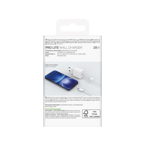 USB-C väggladdare Power Delivery 25 W - Vit