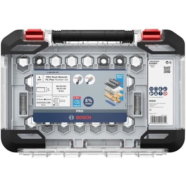 Bosch Set med 9 hålsågar Pro Multi Material Power Change Plus