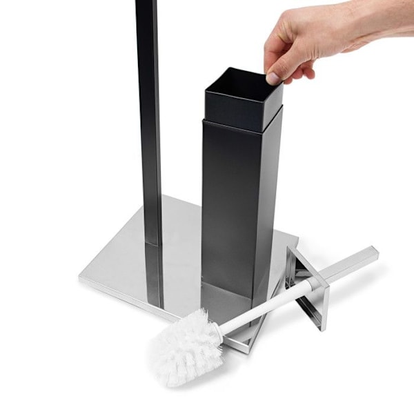 Ensemble stöd för toalettborste och papperhållare - Relaxdays - Inox - Svart - Dimensioner 73x21,5x27,5 cm - Elegant design svart silver
