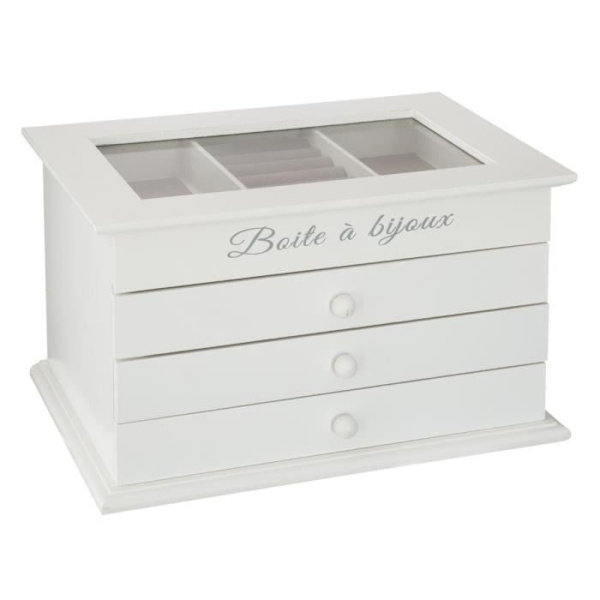 Smyckeslåda - Atmosphera - 3 lådor - MDF - 25x17 cm - Vit Vit